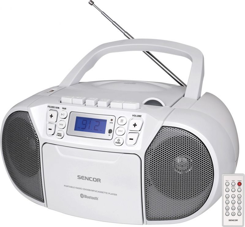 Sencor SPT 3907W CD, Bluetooth Cassette Radio White (FM, Bluetooth)
