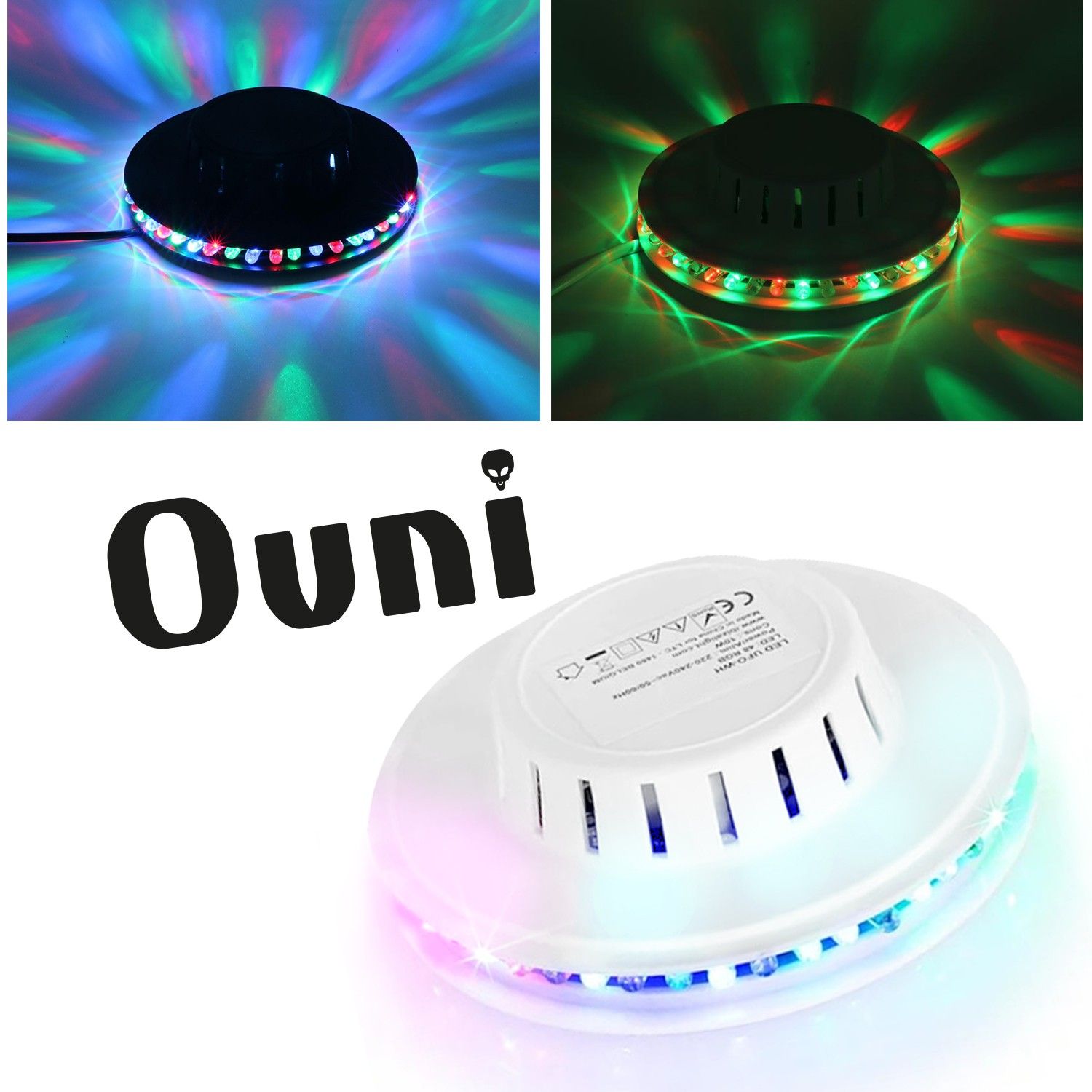 Ledwood Round300 White Vinyl Player - 33-45-78 Speed, Stereo Speakers 2x5W, USB Encoding, Bluetooth, OVNI Light