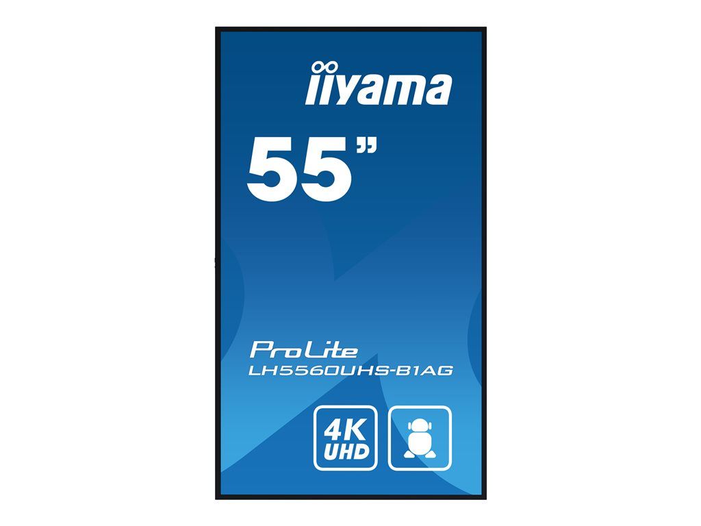 Iiyama ProLite LH5560UHS-B1AG - 55" LED Backlit LCD Display - Digital Signage with Built-in Media SoC - 4K UHD (2160p) 3840 x 2160 - Peripheral Lighting - Black, High Gloss Finish