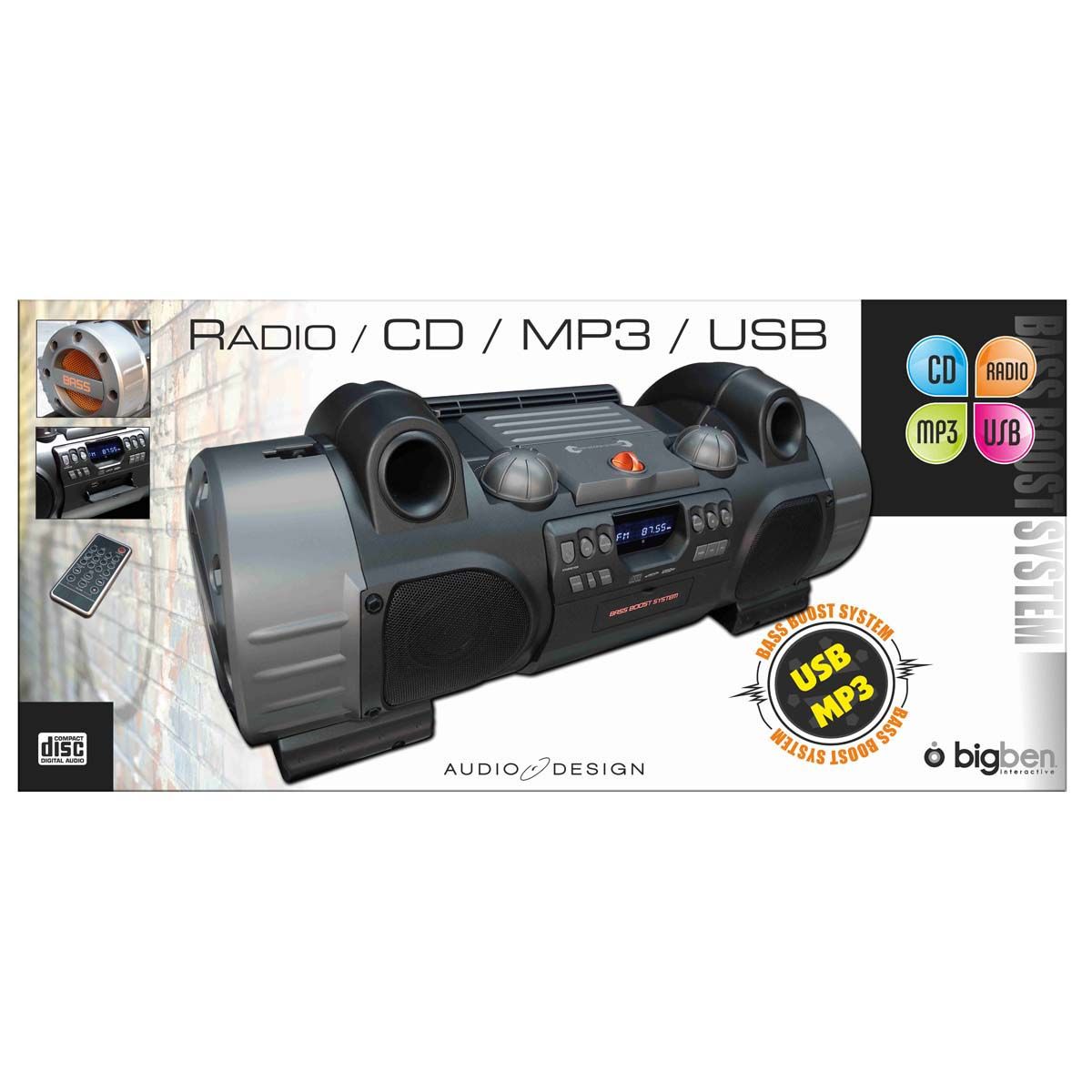 BigBen Interactive Portable Radio CD Player with USB MP3