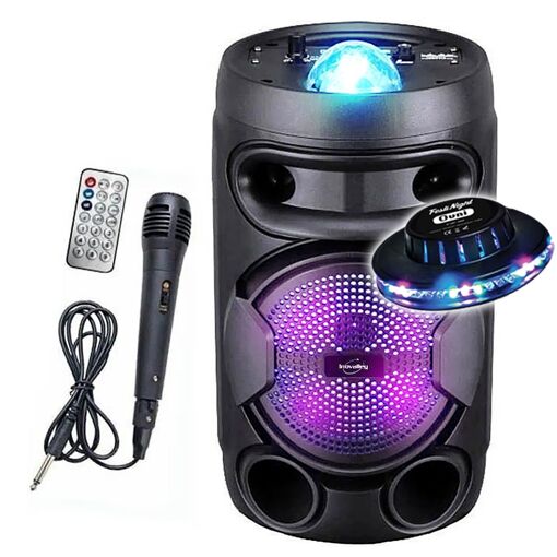 Altavoz portátil Mini Inovalley KA02 BOWL - 400W, USB TWS, radio FM, karaoke infantil con luces LED OVNI, fiesta noche