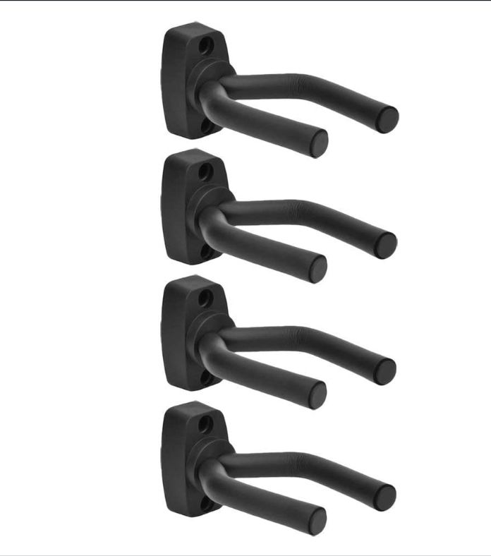 UniversalHouse Wall Mount Hook Set for Acoustic Guitar, Ukulele, Bass, Mandoline and Banjo - Black Wall Hooks