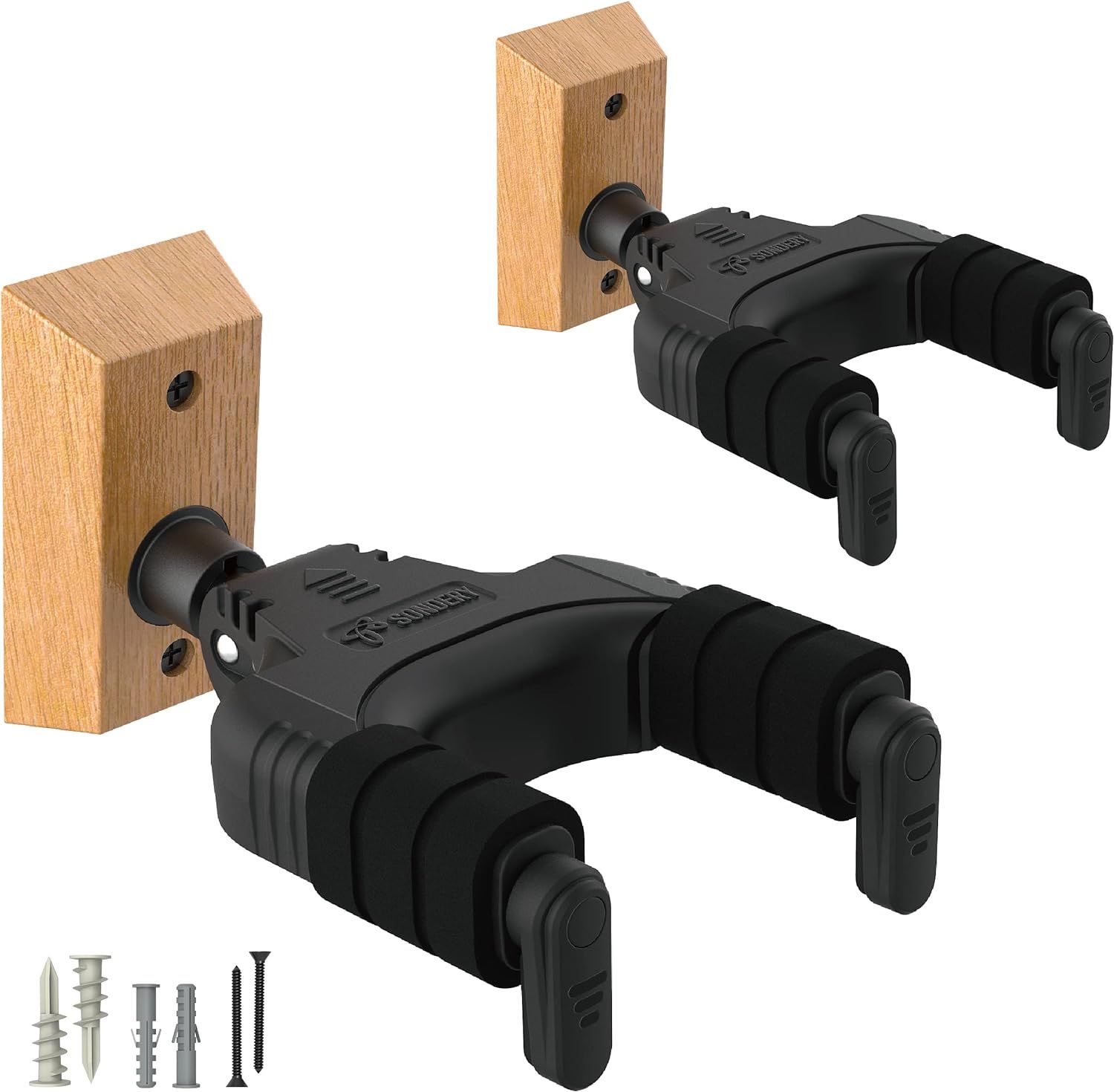 UniversalHouse Wall Mount Guitar Holder Set (2 Pack) for Acoustic, Electric, and Bass Guitars