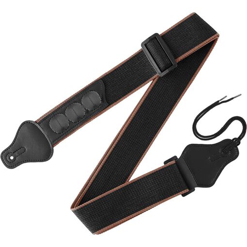 Courroie de guitare UniversalHouse - Noir, 36-51 cm, avec support de frettes