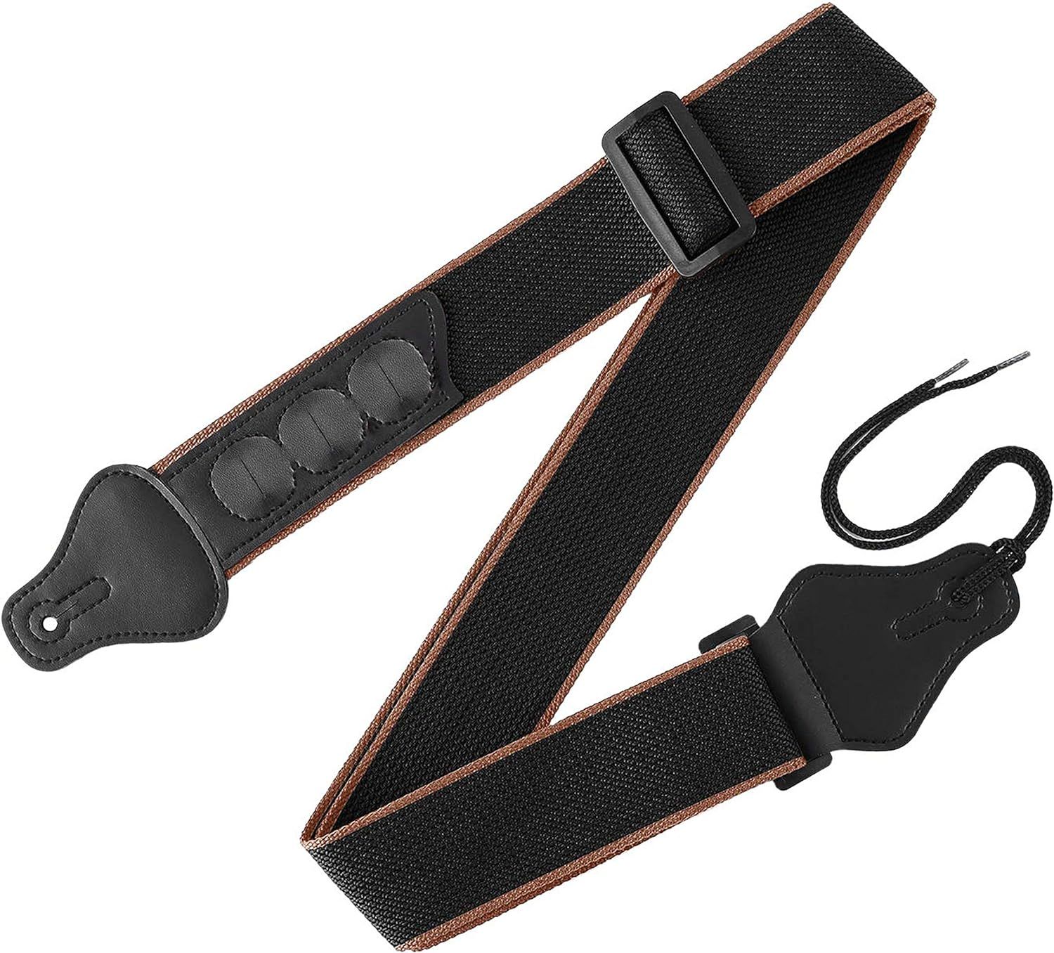 UniversalHouse Guitar Strap - Black, 36-51 Inch, with Fret Support