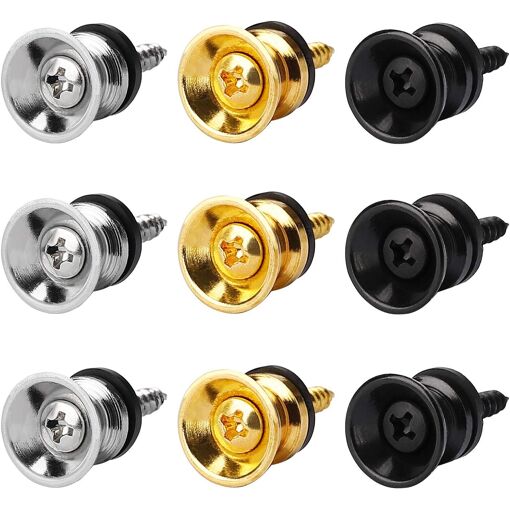 Verrous de sangle pour guitare UniversalHouse (Argent, Or, Noir) - Paquet de 9