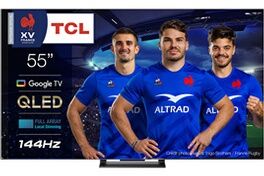 TCL 55C749 QLED TV, 55-Inch, 4K UHD, Google TV 2023, Brushed Aluminum