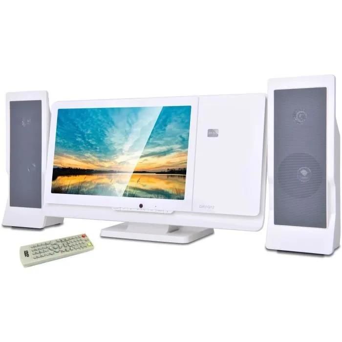 Reproductor de CD/DVD Inovalley Deluxe blanco con altavoces de 2x30W y pantalla integrada de 12 pulgadas