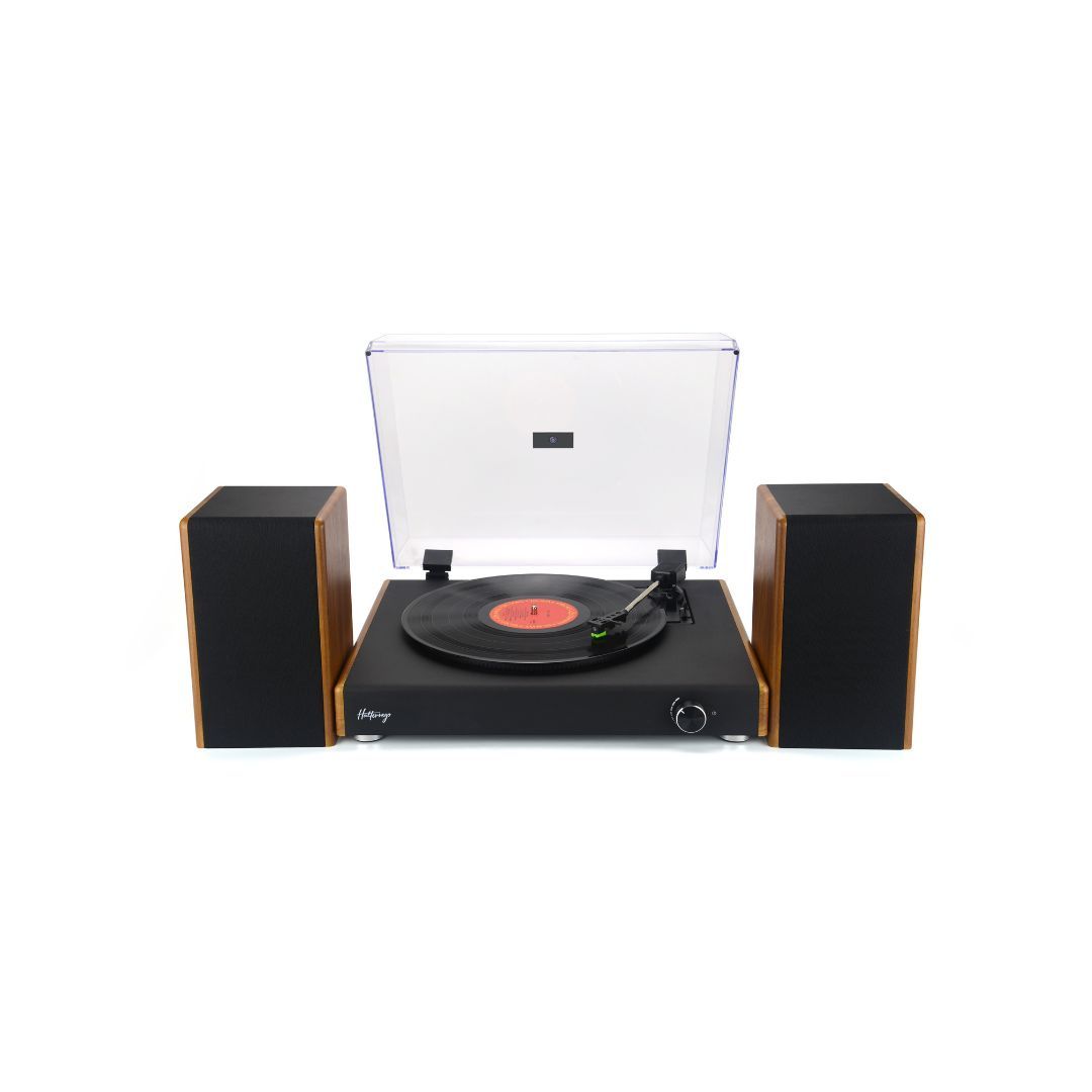 Chicago Vinyl Turntable by Halterego, 2 External Speakers RMS 10W * 2, 3 Speeds, Bluetooth IN, RCA OUT, USB, Adapter Included, Black