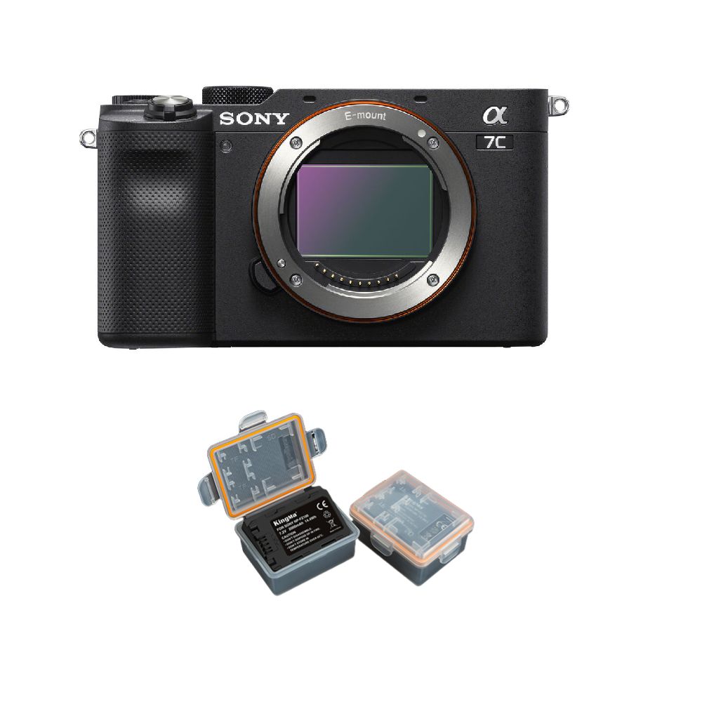 Sony Alpha A7C 24.2MP Camera Body Black + Kingma 2000mAh Battery (Sony NP-FZ100)