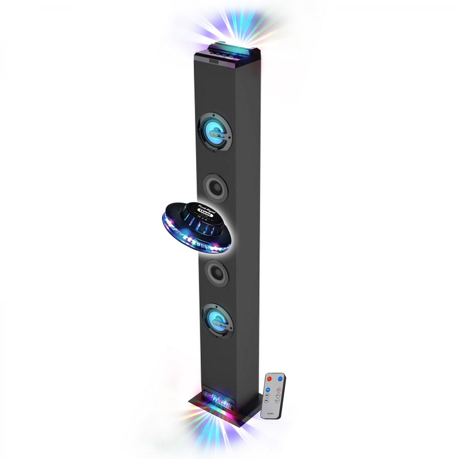 Tour de son INOVALLEY HP58BTH - Lumière LED multi-rayons, Bluetooth, Radio FM, AUX - 4x 15W, Télécommande, Lumières OVNI LED