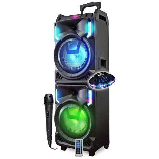 Enceinte Nomade Inovalley MS01XXL 800W avec Bluetooth, Effets LED, Microphone Karaoké DJ, Trolley, Eclairage OVNI LED