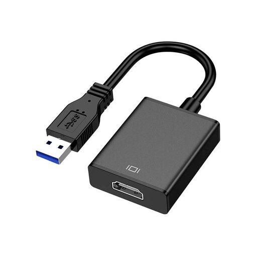 Adaptateur vidéo DLH - USB type A mâle vers HDMI femelle - 20 cm - noir - support 1080p