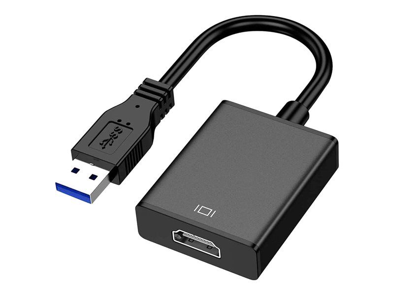 DLH Video Adapter - USB Type A Male to HDMI Female - 20 cm - Black - 1080p Support