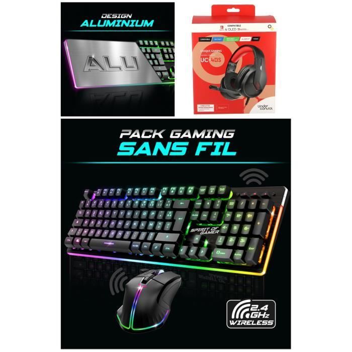 Casque de jeu Under Control avec clavier et souris sans fil