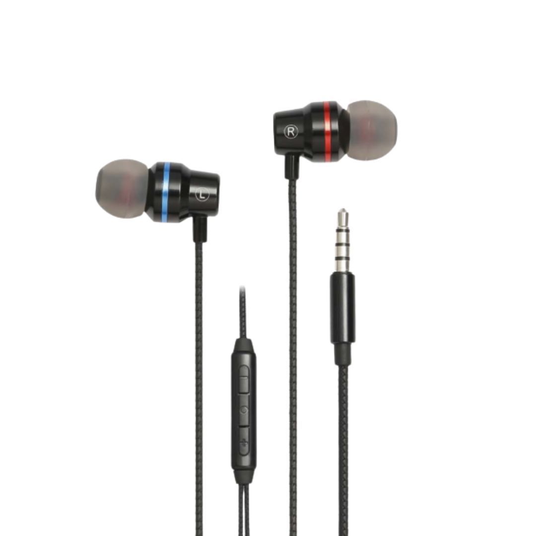 Casques intra-auriculaires WE avec boîtier de contrôle et microphone intégré, prise jack 3,5 mm, noir