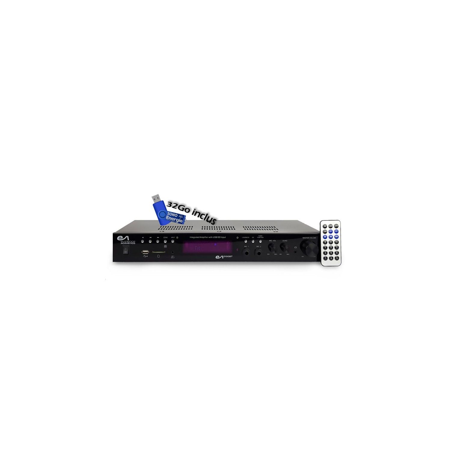 Amplificateur HIFI Evidence Acoustics EA-2100-BT - STEREO/KARAOKE 2 x 50W - ATM6000BT - USB SD BT FM + clé USB
