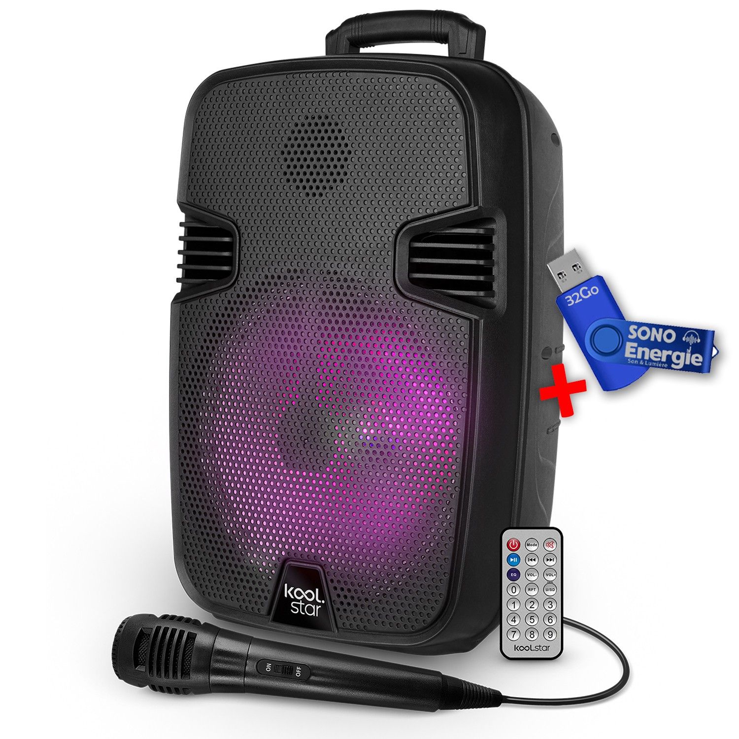 Altavoces DJ móviles Koolstar STARLED08 de 100W con batería y boomer LED RGB integrado