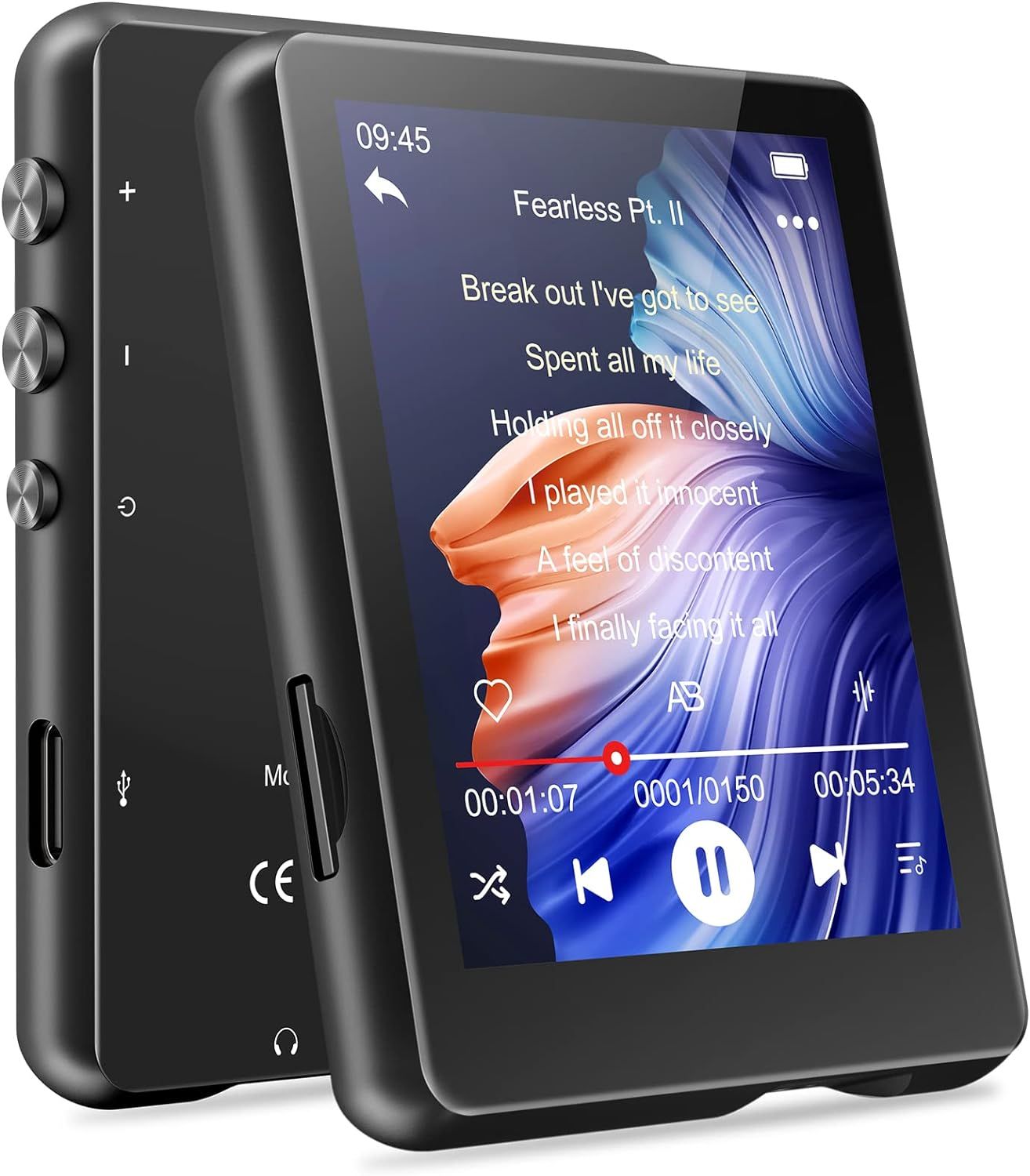 Vendos85 2.4-inch 32GB Bluetooth 5.0 MP3 Player - Black