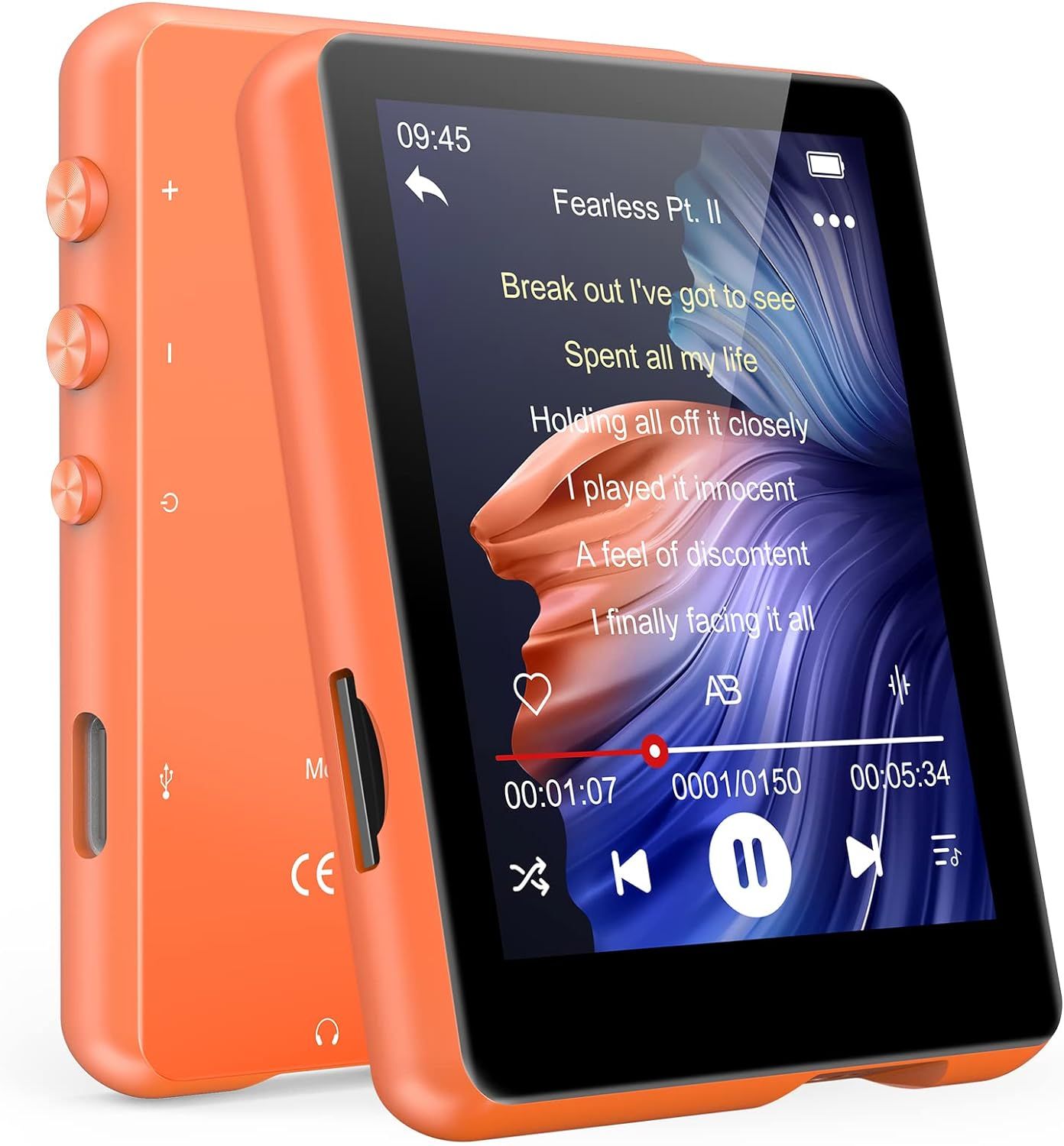 Vendos85 2.4-inch 32GB Bluetooth 5.0 MP3 Player, Orange