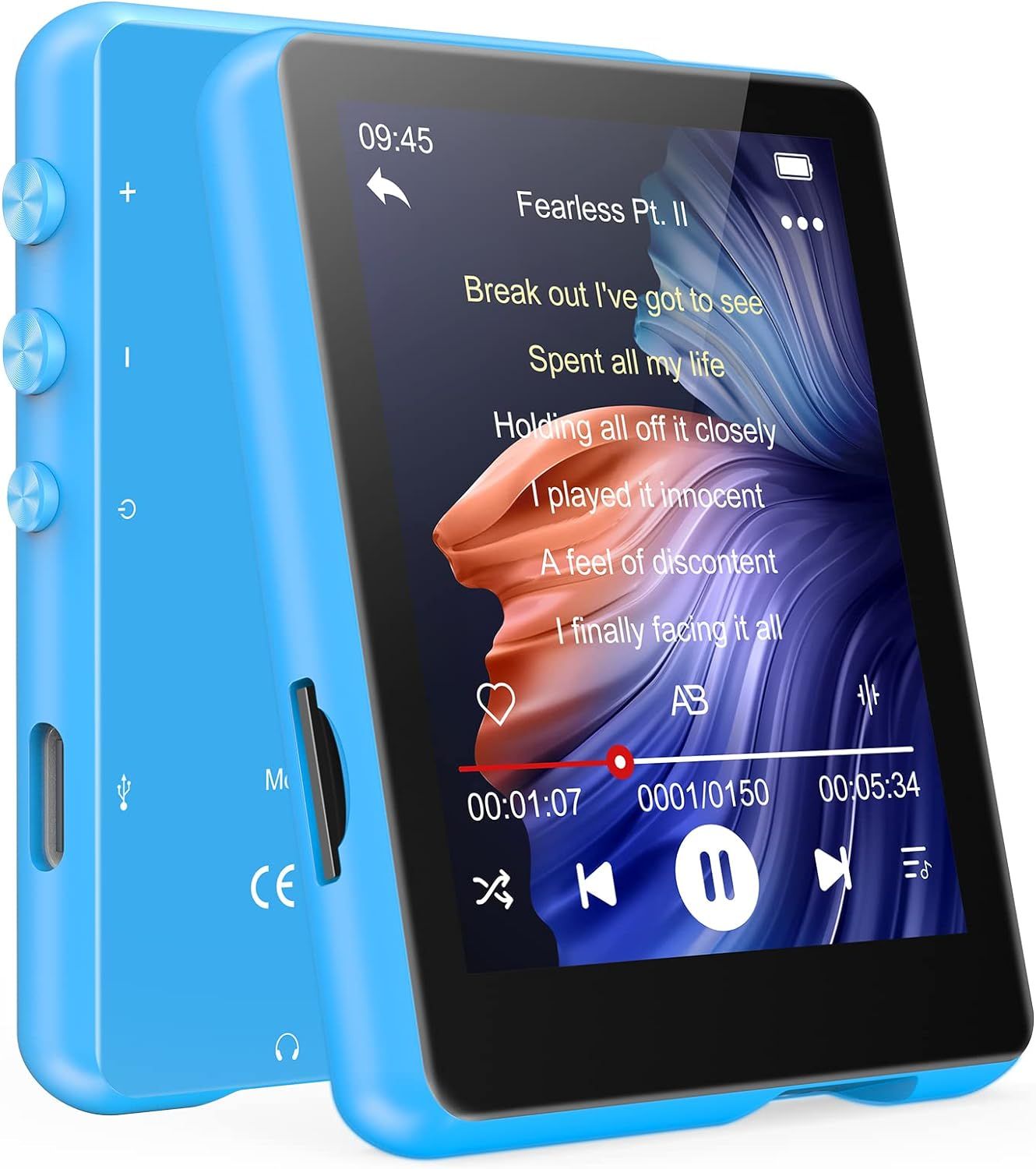 Vendos85 2.4-inch 32GB Bluetooth 5.0 MP3 Player - Blue