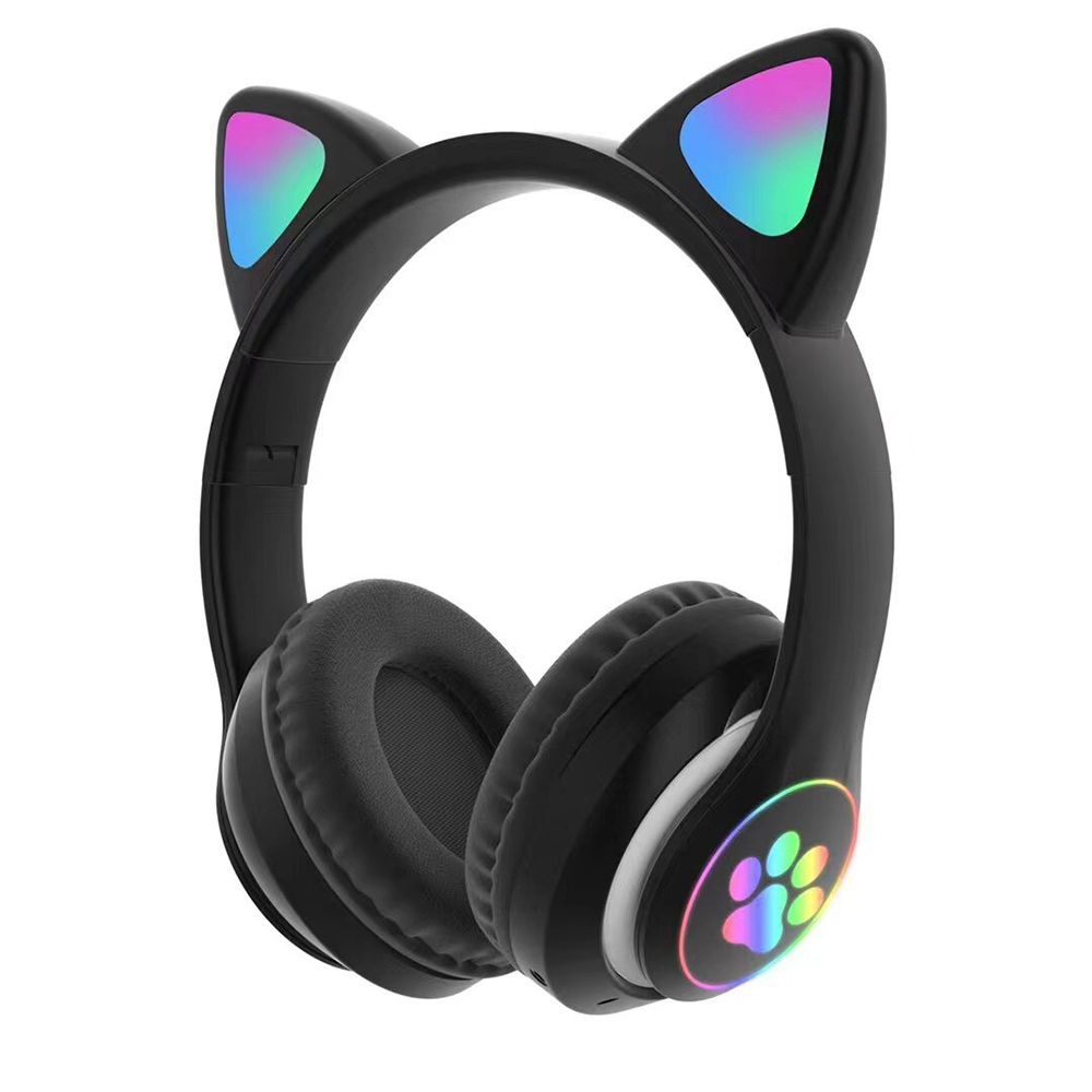 Auriculares Bluetooth para niños con orejas de gato, luces LED y micrófono