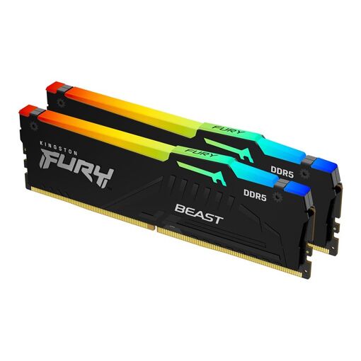 Kit Kingston FURY Beast RGB DDR5 - 64GB (2x32GB) - 6000MT/s / PC5-48000 - CL30 - 1.4V - Con buffer - ECC integrado en el chip - Negro