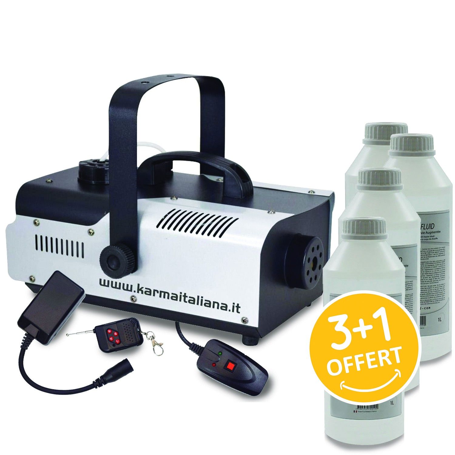 Karma DJ902 Smoke Machine - 900W, 1L Capacity, Wireless/Wired Remote - Up to 260 m3/min of Smoke - 4L Included
