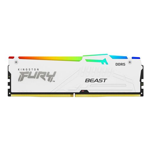 Módulo Kingston FURY Beast RGB DDR5 de 16 GB (288 pines DIMM, 6000 MHz/PC5-48000, CL30, 1,4 V, sin amortiguación, ECC en chip, blanco)