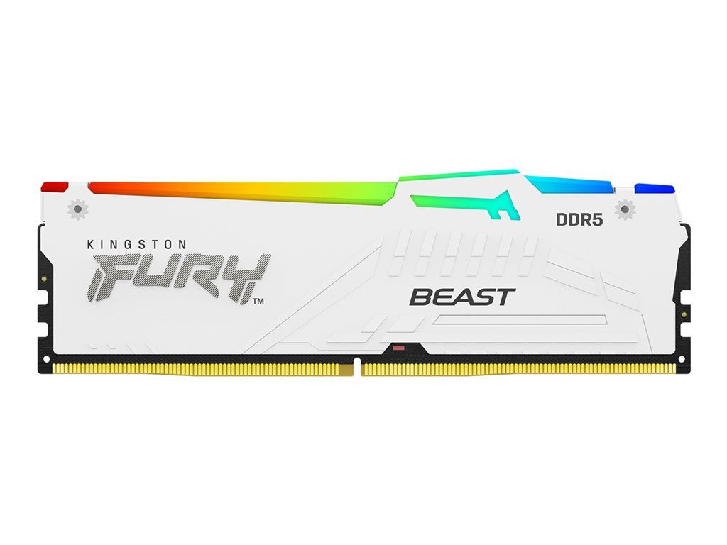 Módulo Kingston FURY Beast RGB DDR5 de 16 GB (288 pines DIMM, 6000 MHz/PC5-48000, CL30, 1,4 V, sin amortiguación, ECC en chip, blanco)
