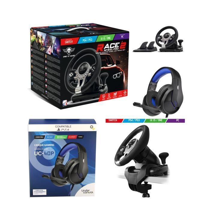 Volante de juego Under Control Race Pro Wheel 2 para Xbox Series XS, PS4, SWITCH, PC