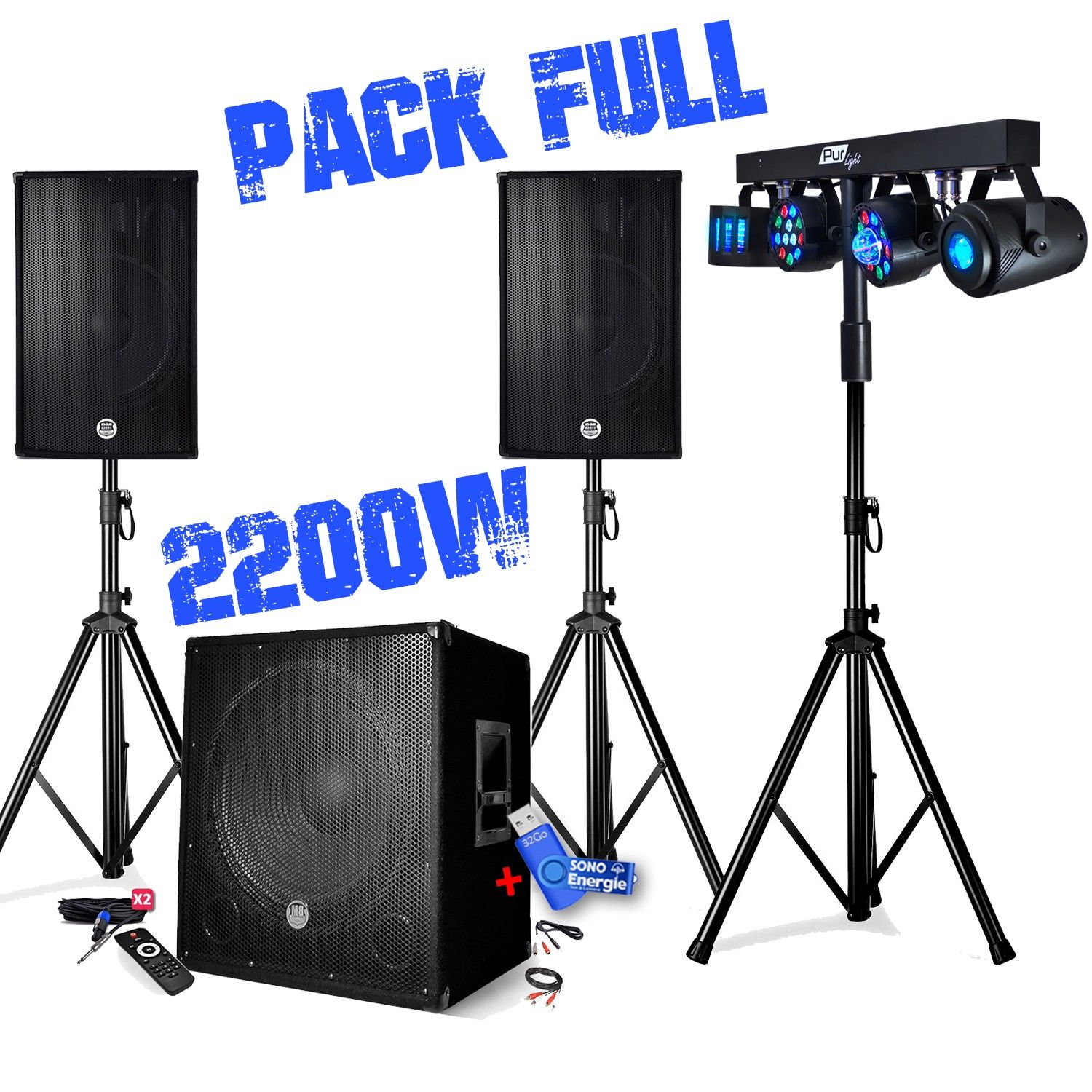 Kit de Sonorización Bm Sonic de 2200W con Bluetooth y USB