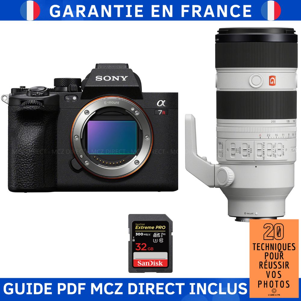 Sony A7R V + FE 70-200mm f/2.8 GM OSS II + 1 SanDisk 32GB Extreme PRO UHS-II SDXC 300MB/s + MCZ DIRECT '20 TECHNIQUES POUR RÉUSSIR VOS PHOTOS Guide