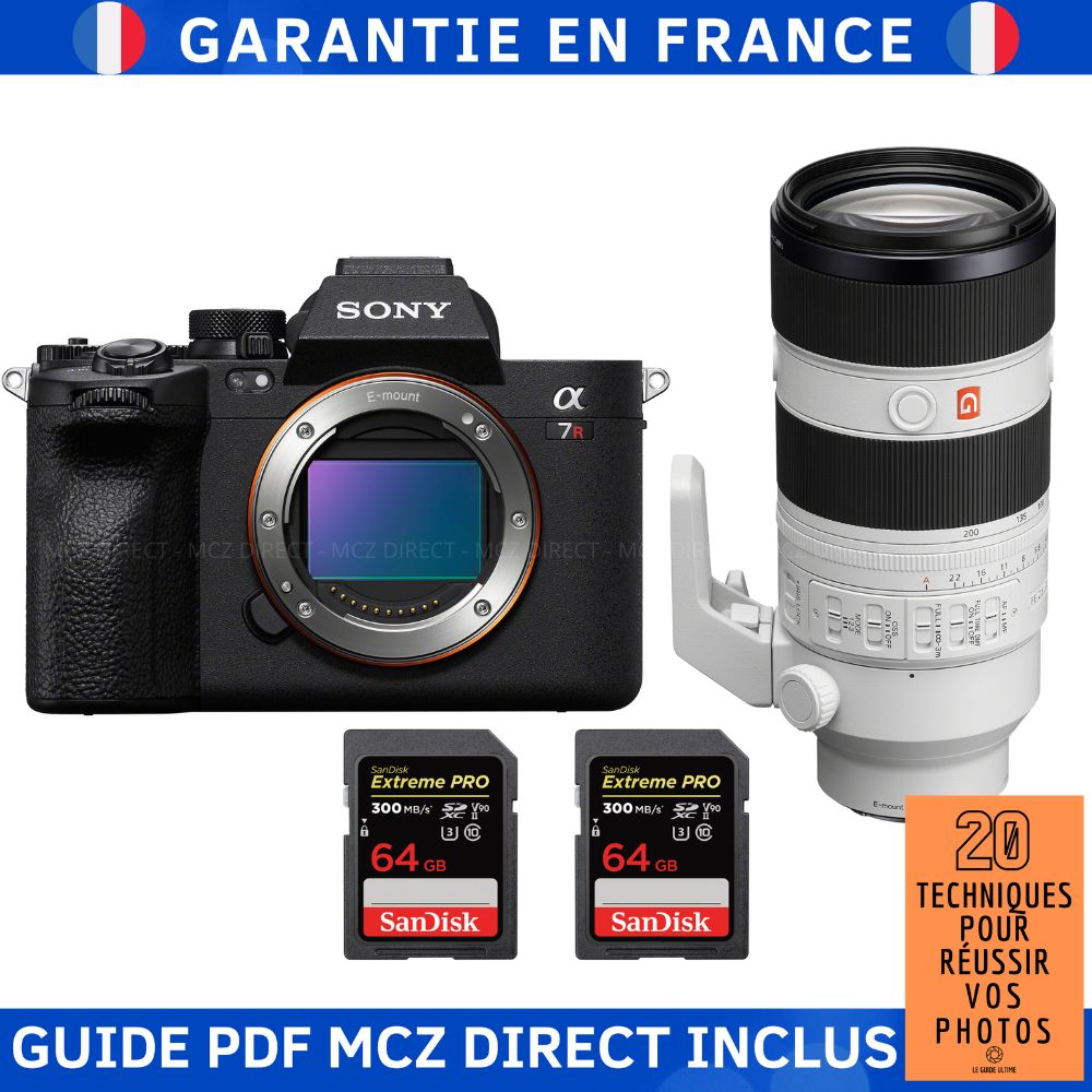 Sony A7R V + FE 70-200mm f/2.8 GM OSS II + 2 SanDisk 64GB Extreme PRO UHS-II SDXC 300MB/s + MCZ DIRECT '20 Techniques for Succeeding in Your Photos Guide