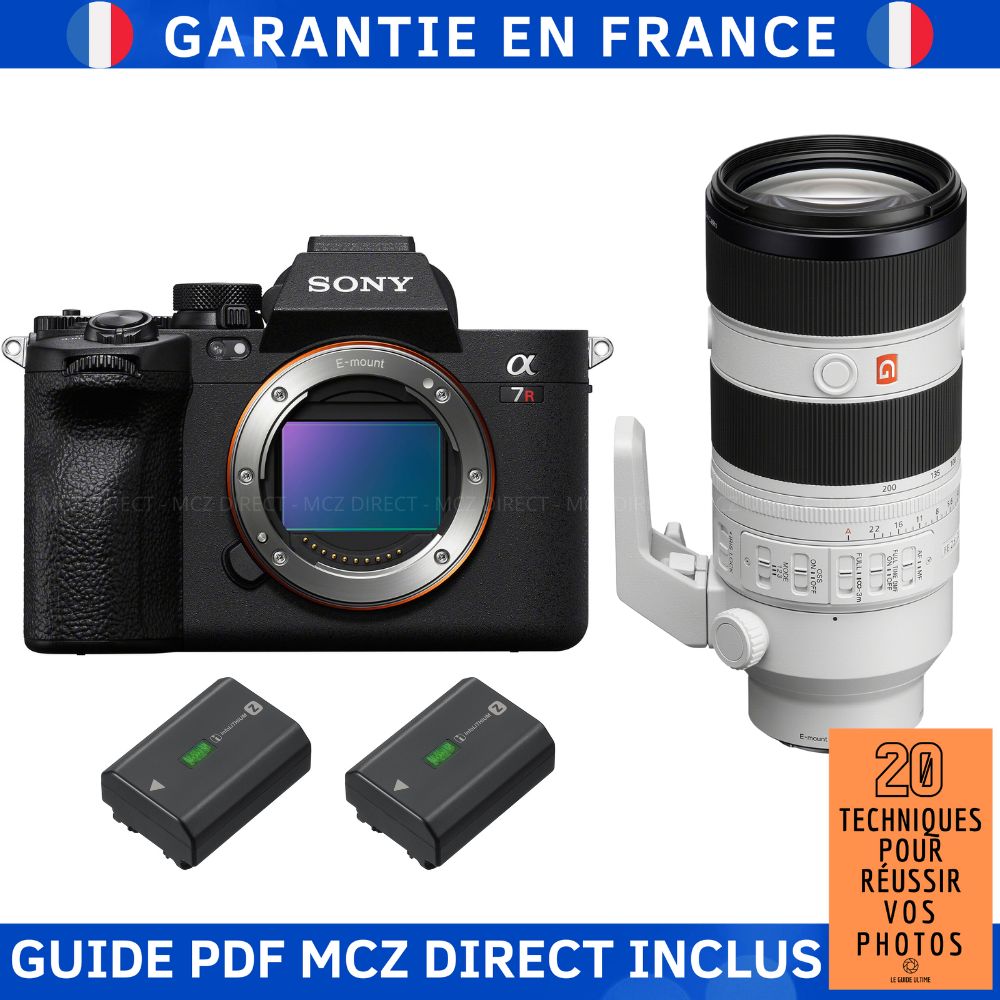 Sony A7R V + FE 70-200mm f/2.8 GM OSS II + 2 Sony NP-FZ100 + Guide PDF MCZ DIRECT '20 Techniques for Succeeding in Your Photos