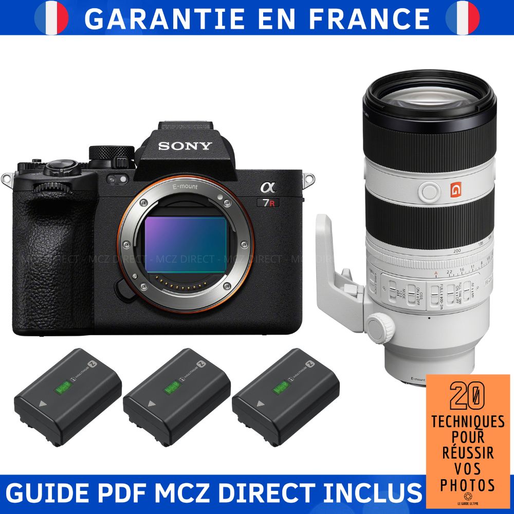 Sony A7R V + FE 70-200mm f/2.8 GM OSS II + 3 Sony NP-FZ100 + Guide PDF MCZ DIRECT '20 Techniques for Succeeding in Your Photos