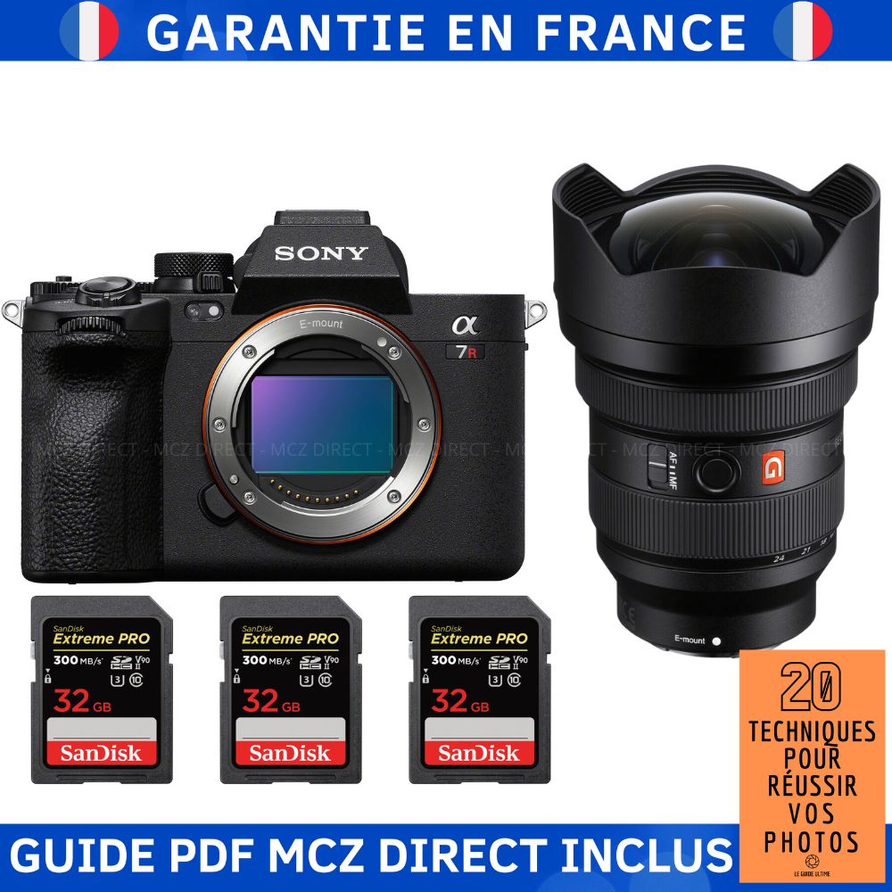 Sony A7R V + FE 12-24mm f/2.8 GM + 3x SanDisk 32GB Extreme PRO UHS-II SDXC 300MB/s Memory Cards + MCZ DIRECT '20 TECHNIQUES POUR RÉUSSIR VOS PHOTOS Guide
