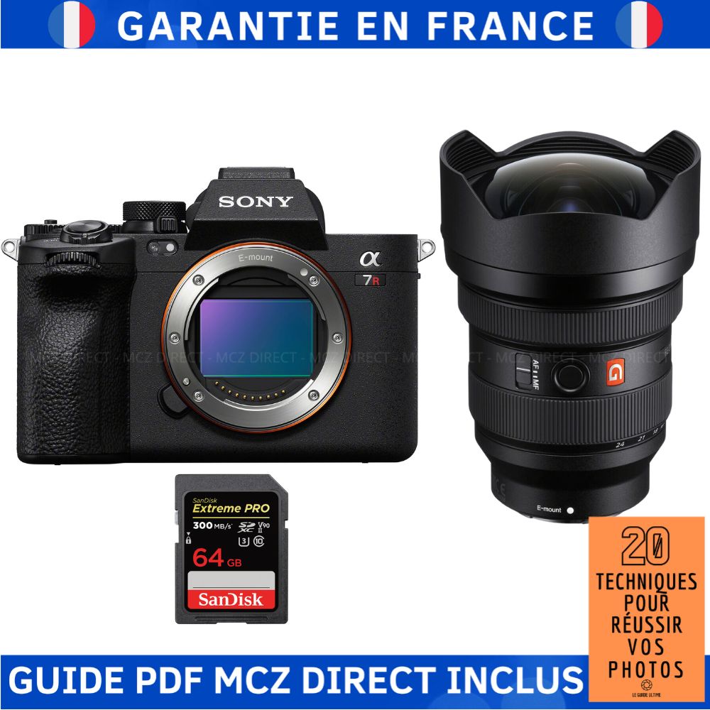 Sony A7R V + FE 12-24mm f/2.8 GM + 1 SanDisk 64GB Extreme PRO UHS-II SDXC 300MB/s Memory Card + MCZ DIRECT '20 TECHNIQUES POUR RÉUSSIR VOS PHOTOS Guide