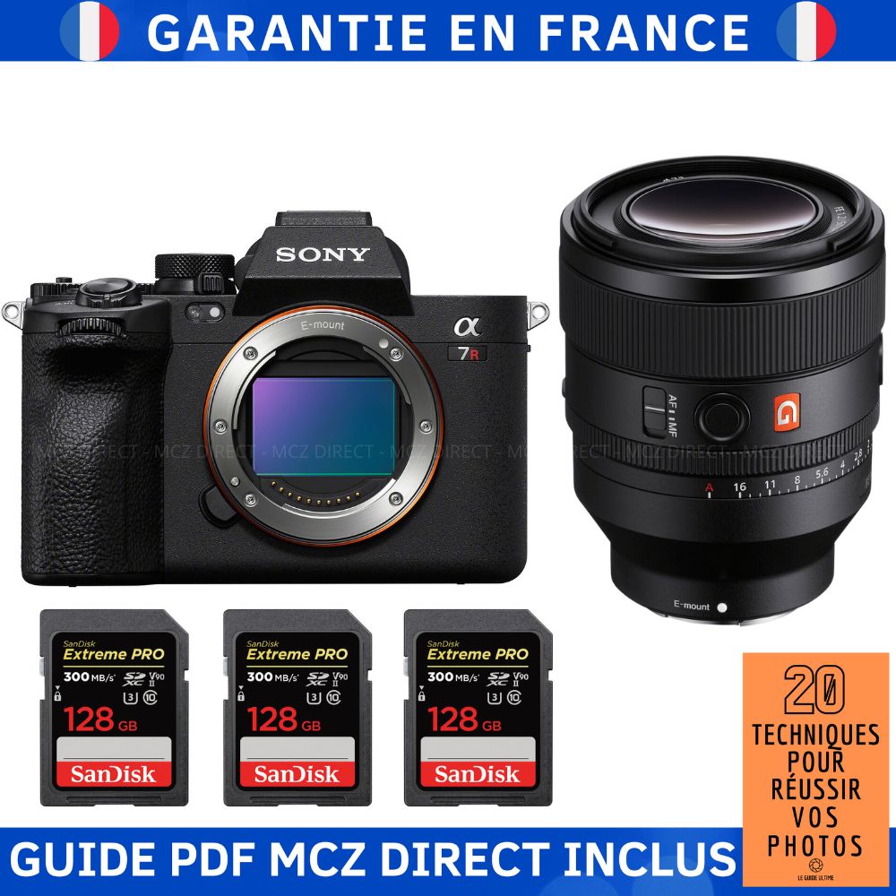 Sony A7R V + FE 50mm f/1.2 GM Lens + 3 SanDisk 128GB Extreme PRO UHS-II SDXC Cards + MCZ DIRECT '20 Techniques for Succeeding in Photography Guide