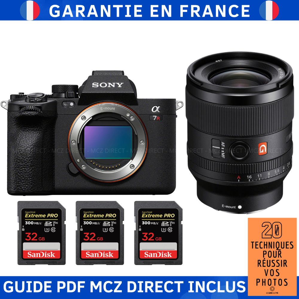 Sony A7R V + FE 35mm f/1.4 GM + 3 SanDisk 32GB Extreme PRO UHS-II SDXC Cards (300MB/s) + MCZ DIRECT '20 Techniques for Succeeding in Photography Guide