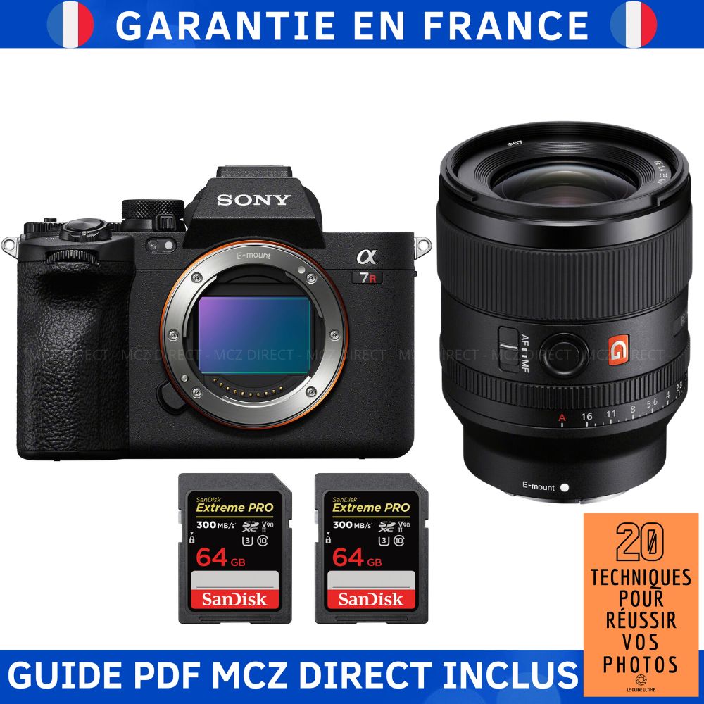 Sony A7R V + FE 35mm f/1.4 GM + 2 SanDisk 64GB Extreme PRO UHS-II SDXC Cards (300 MB/s) + MCZ DIRECT '20 Techniques for Successful Photos Guide