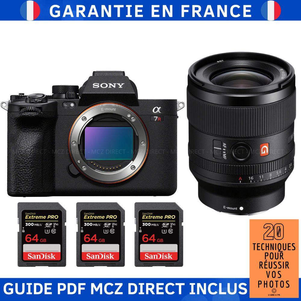 Sony A7R V + FE 35mm f/1.4 GM + 3 SanDisk 64GB Extreme PRO UHS-II SDXC Cards + MCZ DIRECT '20 Techniques for Succeeding in Your Photos Guide