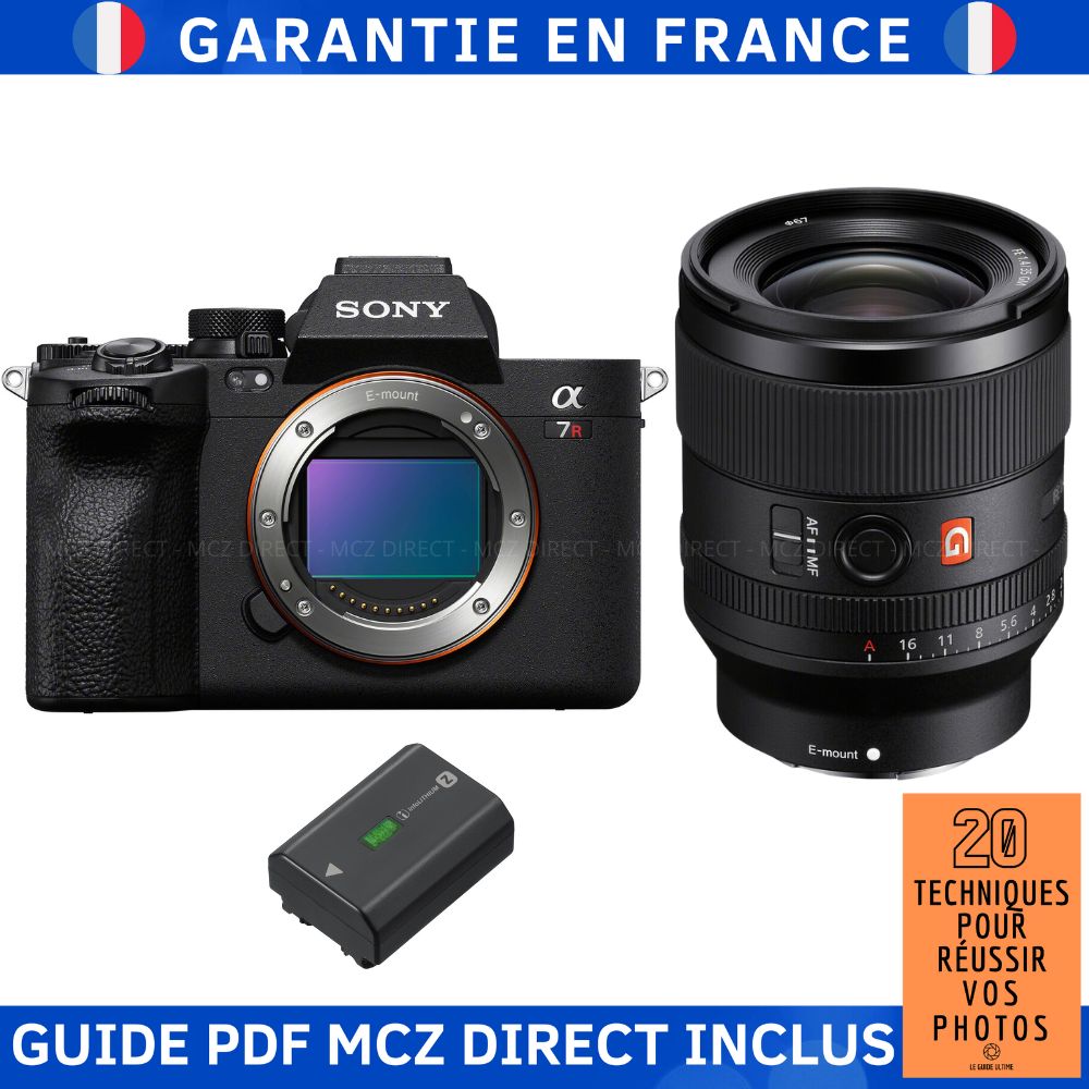 Sony A7R V + FE 35mm f/1.4 GM Lens + Sony NP-FZ100 Battery + '20 Techniques for Succeeding in Your Photos' Guide