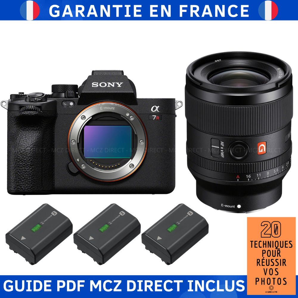 Sony A7R V + FE 35mm f/1.4 GM Lens + 3 Sony NP-FZ100 Batteries + MCZ DIRECT '20 Techniques for Succeeding in Your Photos' Guide