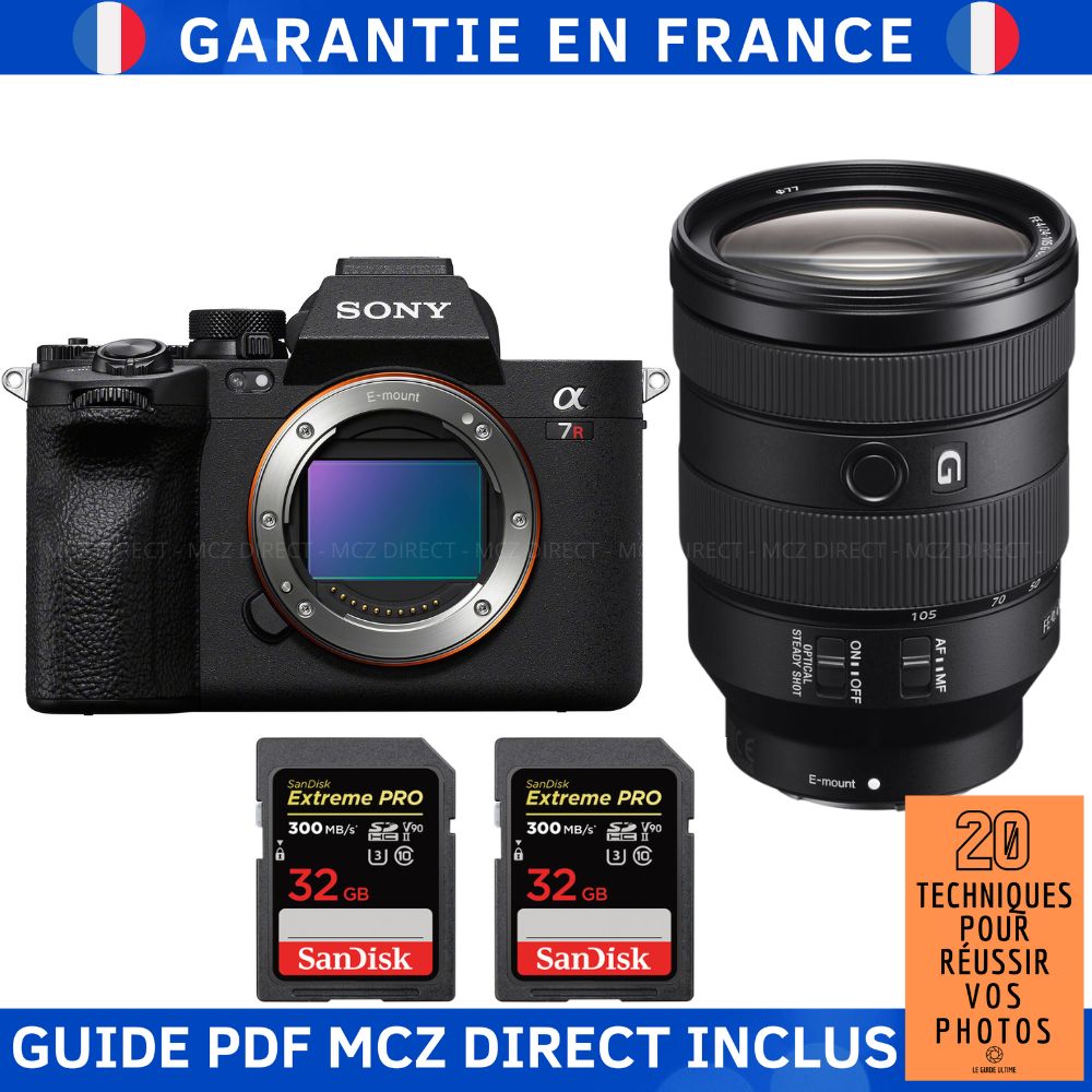 Sony A7R V + FE 24-105mm f/4 G OSS + 2 SanDisk 32GB Extreme PRO UHS-II SDXC 300MB/s Memory Card Kit