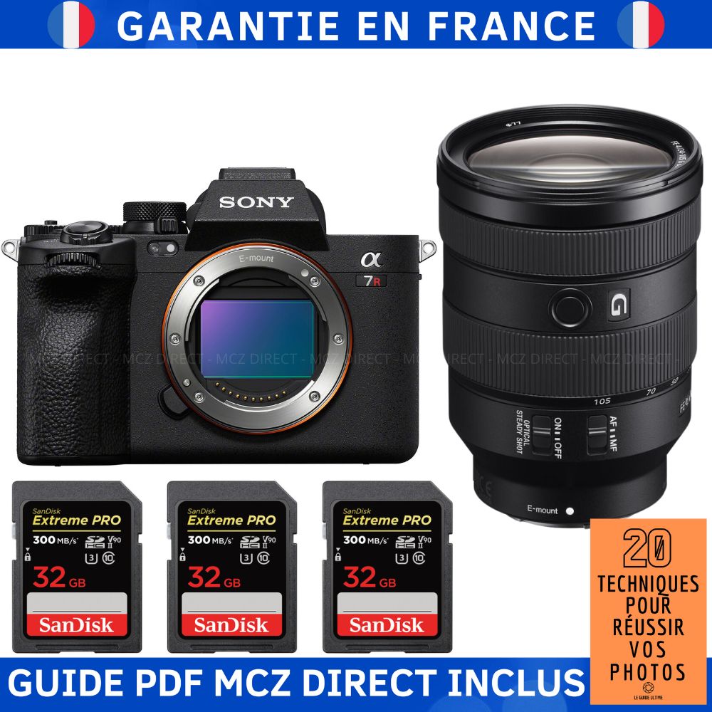 Sony A7R V + FE 24-105mm f/4 G OSS + 3 SanDisk 32GB Extreme PRO UHS-II SDXC 300MB/s Memory Card Kit