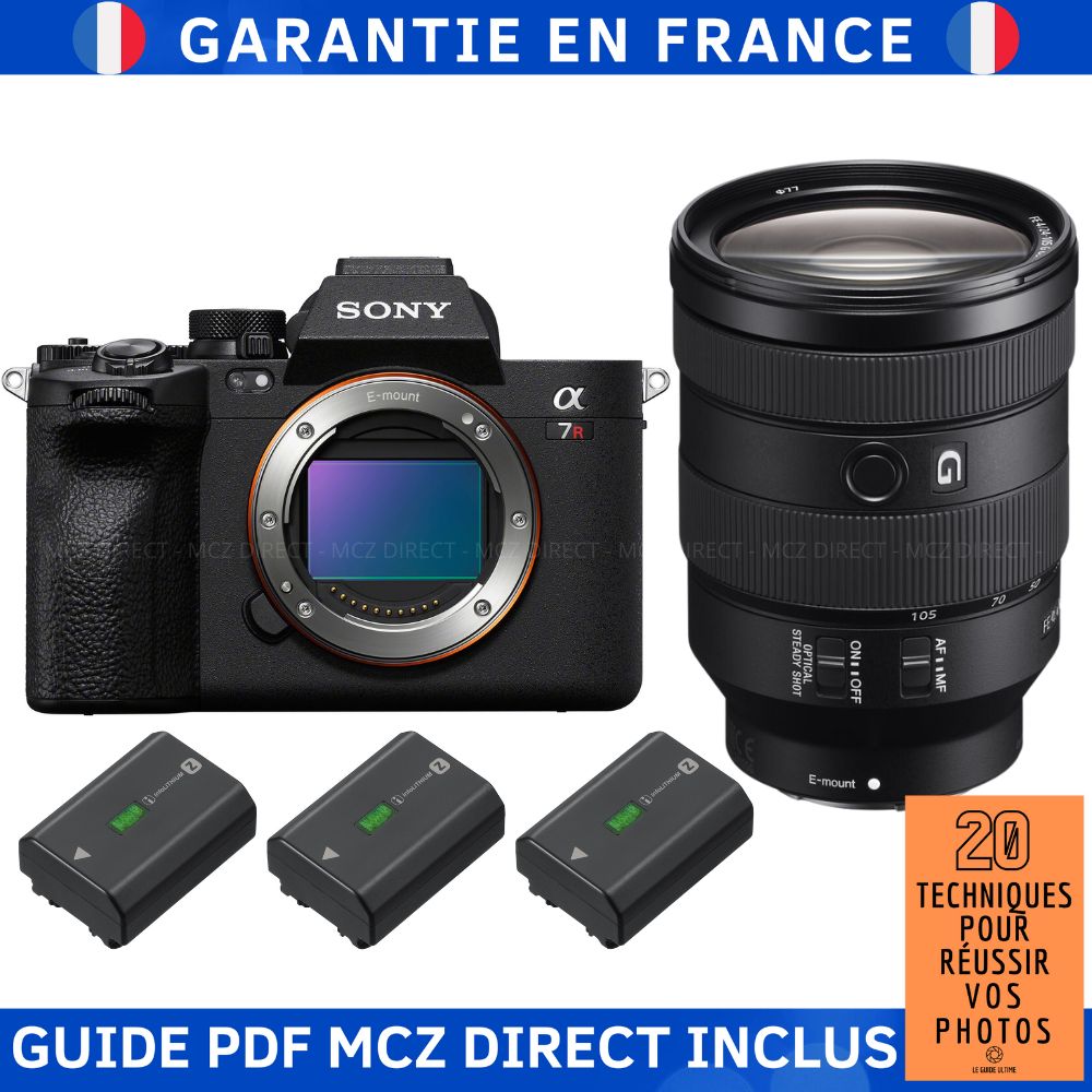 Sony A7R V + FE 24-105mm f/4 G OSS + 3 Sony NP-FZ100 + Guide PDF MCZ DIRECT '20 Techniques for Success in Photography