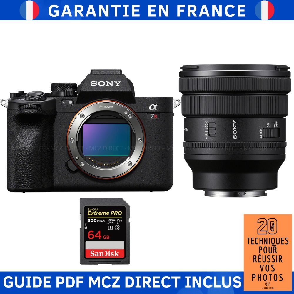 Sony A7R V + FE PZ 16-35mm f/4 G + 1 SanDisk 64GB Extreme PRO UHS-II SDXC 300MB/s Memory Card + MCZ DIRECT '20 TECHNIQUES POUR RÉUSSIR VOS PHOTOS Guide
