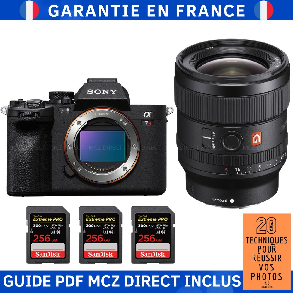 Sony A7R V + FE 24mm f/1.4 GM + 3 SanDisk 256GB Extreme PRO UHS-II SDXC Cards + MCZ DIRECT '20 TECHNIQUES POUR RÉUSSIR VOS PHOTOS Guide PDF
