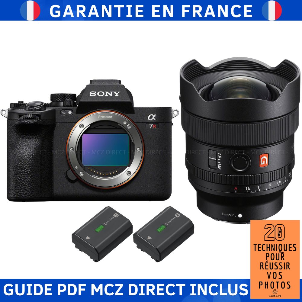 Sony A7R V + FE 14mm f/1.8 GM Lens + 2 Sony NP-FZ100 Batteries + MCZ DIRECT '20 Techniques Guide